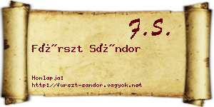 Fürszt Sándor névjegykártya
